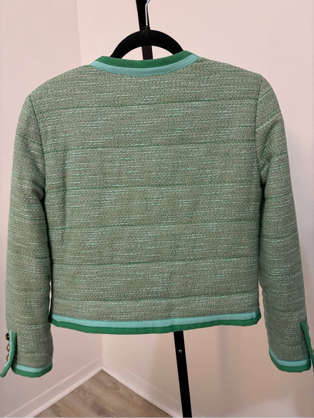 J. Crew Light Green Tweed Jacket with Bright Green Trim - Picture 4 of 10